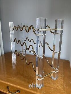 Étagère à vin en lucite et métal vintage rétro pour 15 bouteilles - milieu du siècle moderne David Lange