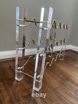 Étagère à vin en lucite et métal vintage rétro pour 15 bouteilles - milieu du siècle moderne David Lange