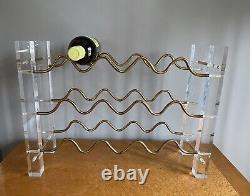 Étagère à vin en lucite et métal vintage rétro pour 15 bouteilles - milieu du siècle moderne David Lange