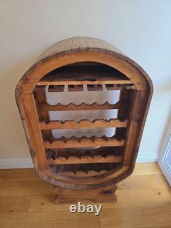 Étagère à vin en pin vintage, support en bois rustique pour bouteilles de vin et verres en forme de baril ovale