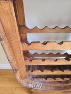 Étagère à vin en pin vintage, support en bois rustique pour bouteilles de vin et verres en forme de baril ovale