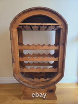 Étagère à vin vintage en pin, support ovale en bois rustique pour bouteilles de vin et verres