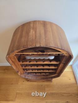 Étagère à vin vintage en pin, support ovale en bois rustique pour bouteilles de vin et verres