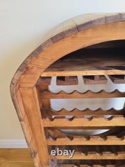 Étagère à vin vintage en pin, support ovale en bois rustique pour bouteilles de vin et verres