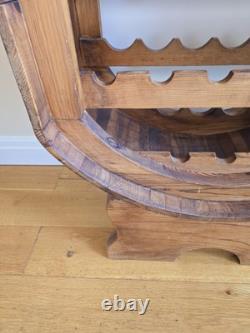 Étagère à vin vintage en pin, support ovale en bois rustique pour bouteilles de vin et verres