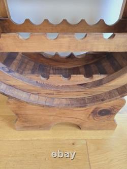 Étagère à vin vintage en pin, support ovale en bois rustique pour bouteilles de vin et verres