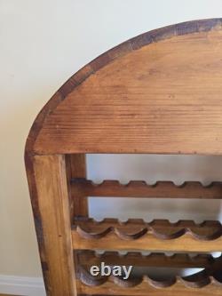 Étagère à vin vintage en pin, support ovale en bois rustique pour bouteilles de vin et verres