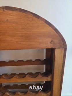 Étagère à vin vintage en pin, support ovale en bois rustique pour bouteilles de vin et verres