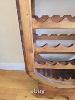 Étagère à vin vintage en pin, support ovale en bois rustique pour bouteilles de vin et verres