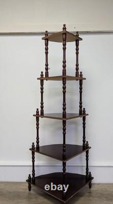 Étagère d'angle en bois vintage rétro mi-siècle à 5 niveaux pour plantes / décoration