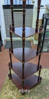 Étagère d'angle en bois vintage rétro mi-siècle à 5 niveaux pour plantes / décoration