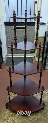 Étagère d'angle en bois vintage rétro mi-siècle à 5 niveaux pour plantes / décoration