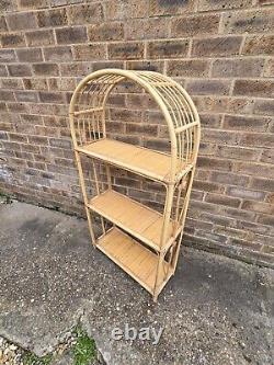 Étagère en osier vintage rétro en rotin, bibliothèque en cannage de rotin bohème tiki en bambou