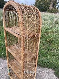 Étagère en rotin vintage rétro en rotin, bibliothèque en rotin en osier de canne Boho Tiki Shelf Bambou