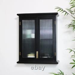 Étagère murale en verre noir strié, rangement vintage art déco