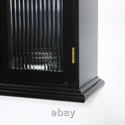 Étagère murale en verre noir strié, rangement vintage art déco