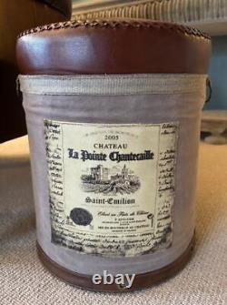 Étiquette de vin pour tabouret en cuir et toile présentant un style vintage / rétro