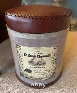 Étiquette de vin pour tabouret en cuir et toile présentant un style vintage / rétro