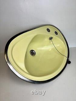 Évier rétro des années 50/60 en acier inoxydable pour bateau, encastré, rond