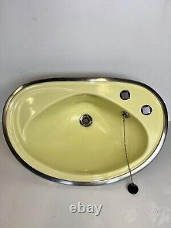 Évier rétro des années 50/60 en acier inoxydable pour bateau, encastré, rond