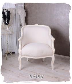 Fauteuil Vintage Chaise Shabby Chic Blanc Antique Nostalgique Français