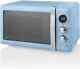 Four Micro-ondes Bleu Rétro Swan Digital 800w 20l. Micro-ondes De Cuisine De Style Vintage.