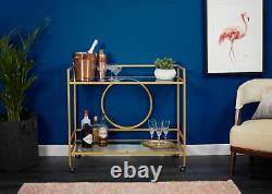 Gold Drinks Storage Trolley Kitchen Cart Bar Alcool Rectangulaire