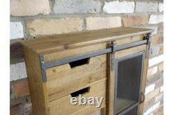 Grand Armoire Murale Industrielle Style Vintage Métal Bois Rangement Cuisine Salle de Bain