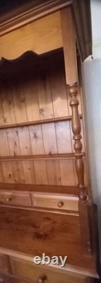 Grand Buffet de Cuisine Vintage en Pin Massif de Style Campagnard