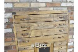 Grand Meuble Multi-tiroirs En Bois / Coffre, Aspect Vintage / Rangement Rustique / Bureau