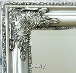 Grand Vintage Full Longueur Argent Ornate Leaner Mur Miroir Suspendu 160cm X 74cm