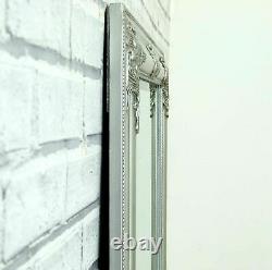 Grand Vintage Full Longueur Argent Ornate Leaner Mur Miroir Suspendu 160cm X 74cm