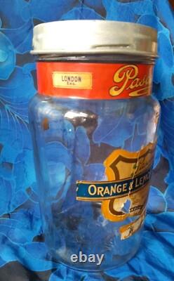 Grand pot à bonbons en verre vintage Aridor. Pascal, Crispet d'orange et de citron