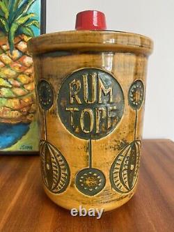 Grand pot de rhum Jasba Rumtopf de cuisine de stockage moutarde et rouge rétro 502925 vintage