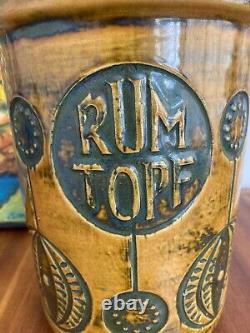 Grand pot de rhum Jasba Rumtopf de cuisine de stockage moutarde et rouge rétro 502925 vintage