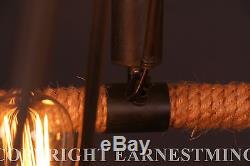 Grande Ferme Rope Iron Chandlier Light Bar Restaurant 14 Ampoule Rustique Rusty
