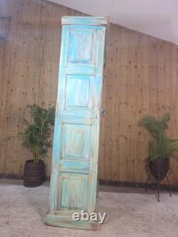 Grande armoire vintage en bois massif indien pour le linge de cuisine