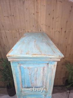 Grande armoire vintage en bois massif indien pour le linge de cuisine
