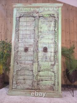 Grande armoire vintage indienne en bois massif, placard à linge de cuisine