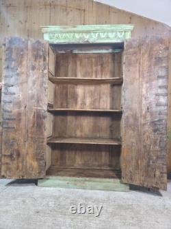 Grande armoire vintage indienne en bois massif, placard à linge de cuisine