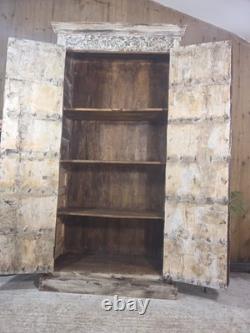 Grande armoire vintage indienne en bois massif, placard à linge de cuisine