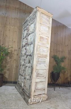Grande armoire vintage indienne en bois massif, placard à linge de cuisine