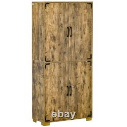 HOMCOM Armoire de ferme à 4 portes avec étagères de rangement pour chambre en bois rustique