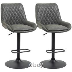 HOMCOM Ensemble de 2 Tabourets de Bar, Chaises de Bar Réglables à 360° pour Cuisine Gris