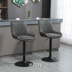 HOMCOM Ensemble de 2 Tabourets de Bar, Chaises de Bar Réglables à 360° pour Cuisine Gris