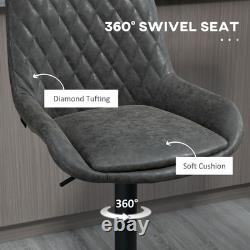 HOMCOM Ensemble de 2 Tabourets de Bar, Chaises de Bar Réglables à 360° pour Cuisine Gris