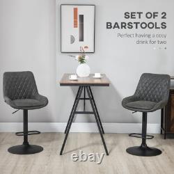 HOMCOM Ensemble de 2 Tabourets de Bar, Chaises de Bar Réglables à 360° pour Cuisine Gris