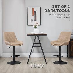 HOMCOM Ensemble de 2 Tabourets de Bar, Chaises de Bar Réglables à 360° pour Cuisine Khaki