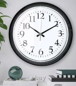 Horloge Murale IKEA Bravur Grande Rétro Iconique Noir Blanc Métal 59cm Silencieuse Sans Tictac