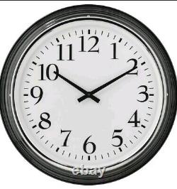 Horloge Murale IKEA Bravur Grande Rétro Iconique Noir Blanc Métal 59cm Silencieuse Sans Tictac